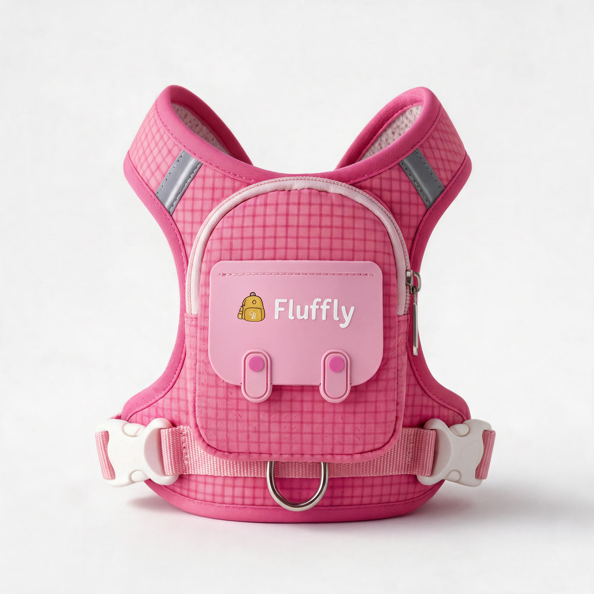 Fluffly harness backpack in Pink
