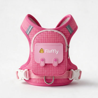 Fluffly harness backpack in Pink
