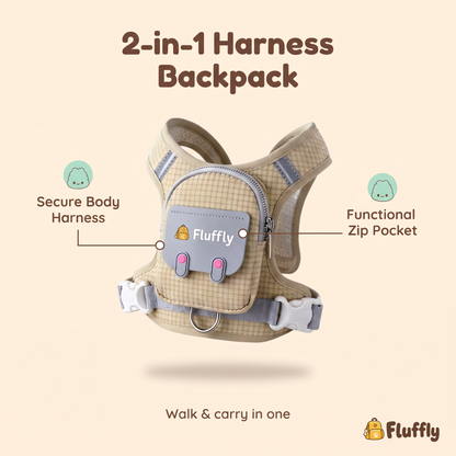 2-in-1 harness backpack with zip pocket
